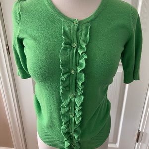 Bright green button up cardigan sweater